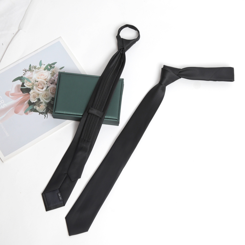 Skinny Tie Men - Black Colors Zipper Tie Handmade High