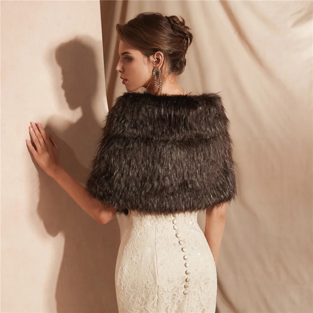 Elegant Faux Fur Bridal Wrap - - огляд і ціна Stole Wedding Shawl