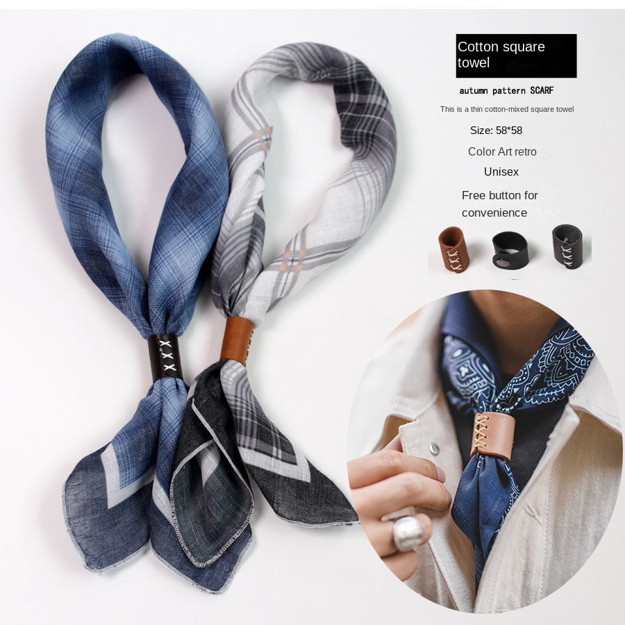Men's Square Scarf with Button - огляд і ціна Bandana Cotton