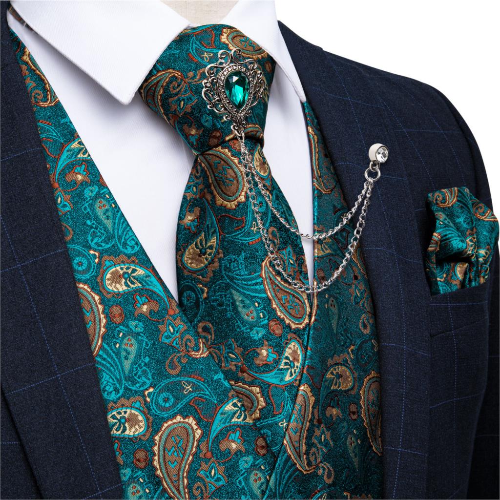 New Teal Green Paisley Formal  - огляд і ціна Pocket Square Set