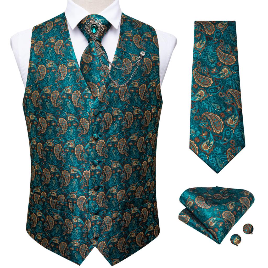 New Teal Green Paisley Formal  - огляд і ціна Pocket Square Set