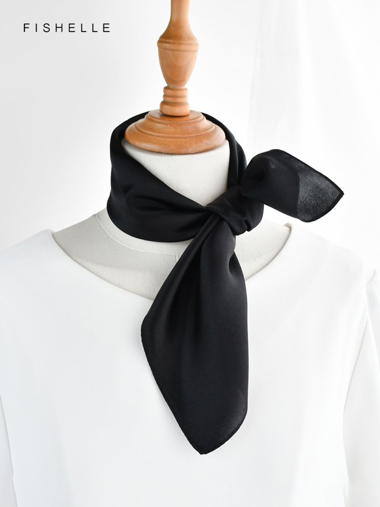 Solid color black pure silk sc - огляд і ціна Scarf Silk Square