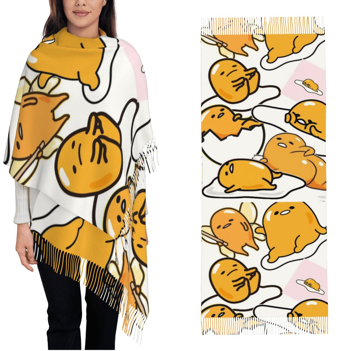 Gudetama Cute Egg Cartoon Scar - огляд і ціна Pashmina Wrap Large