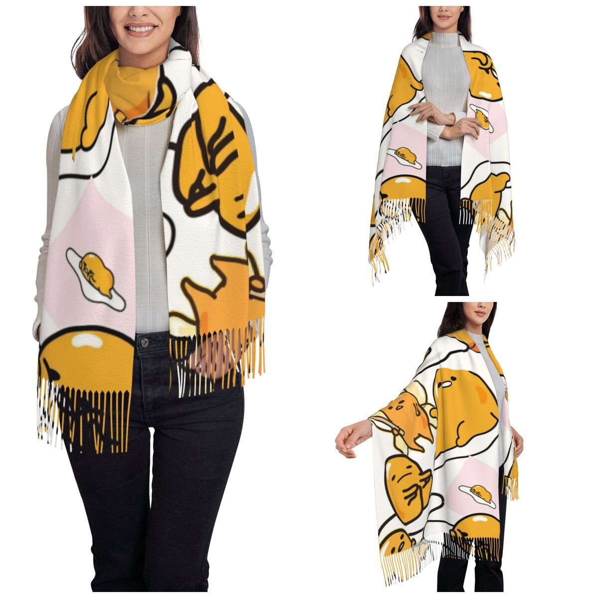 Gudetama Cute Egg Cartoon Scar - огляд і ціна Pashmina Wrap Large